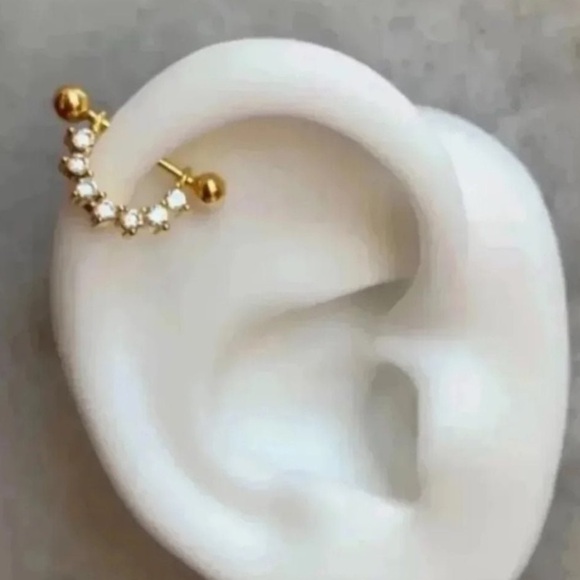 Crystal Micro-Inlaid U-Shaped Bar Cartilage Earring - Picture 2 of 2